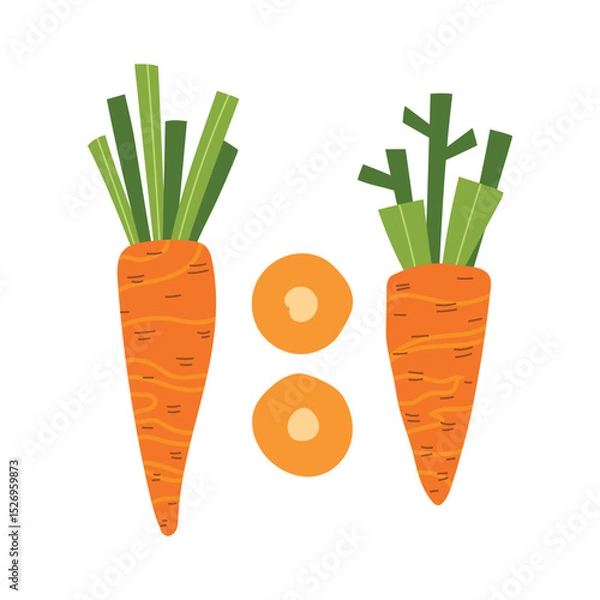 Fototapeta Trendy Hand Drawn carrot vegetable Illustration isolated on white background. Modern Abstract Mediterranean Aesthetic. Vector Art for Home Decor, Dining Spaces