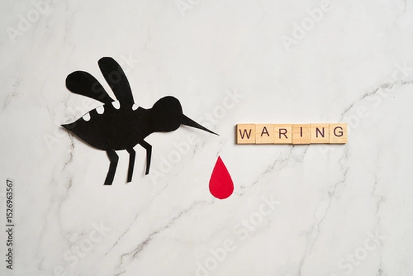 Fototapeta Stop Mosquito bite symbol for Zika, Dengue, Malaria prevention campaign