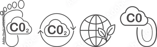 Fototapeta Carbon Emissions and Sustainability Icon Set
