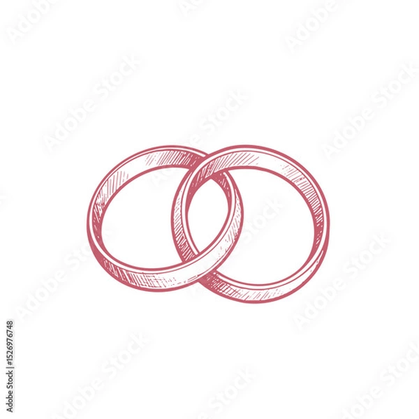 Fototapeta Two wedding rings intertwined showcasing love and commitment with a hand-drawn style