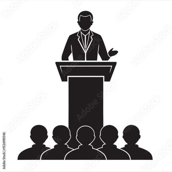 Fototapeta people giving speech silhouette vector illustration