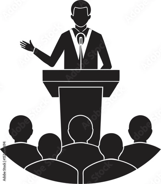 Obraz people giving speech silhouette vector illustration