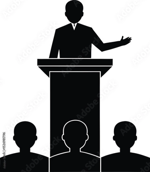 Obraz people giving speech silhouette vector illustration