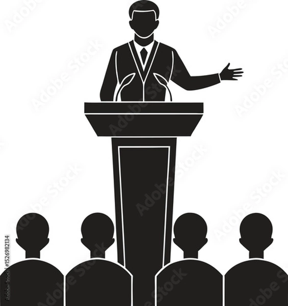 Obraz people giving speech silhouette vector illustration