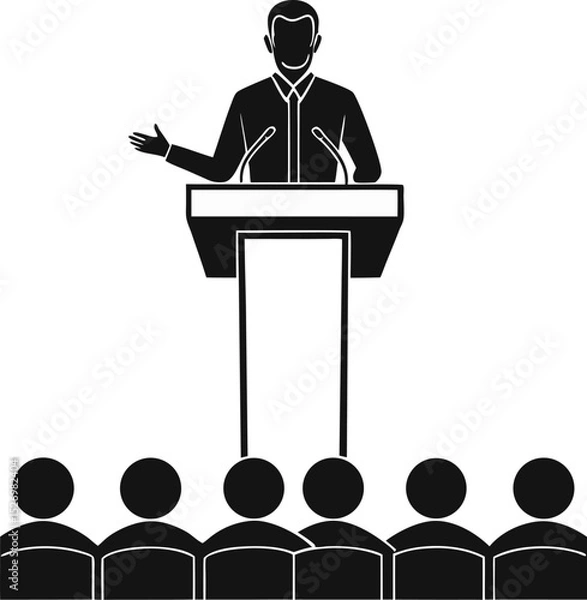 Obraz people giving speech silhouette vector illustration