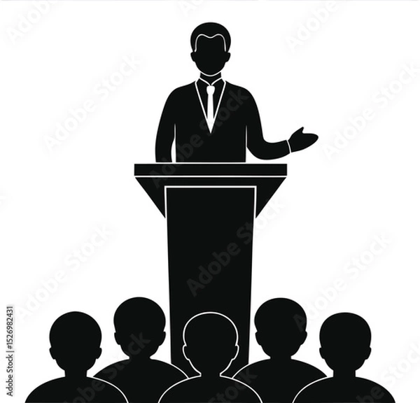 Obraz people giving speech silhouette vector illustration