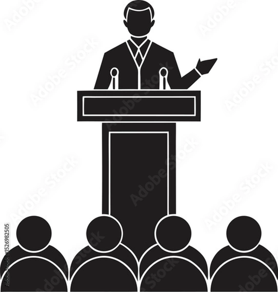 Obraz people giving speech silhouette vector illustration