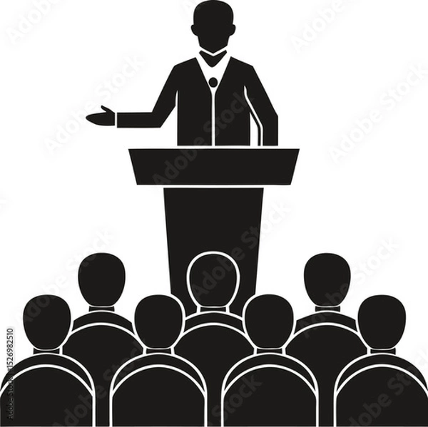 Obraz people giving speech silhouette vector illustration