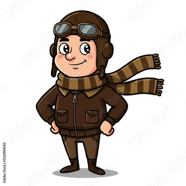 Fototapeta Smiling cartoon aviator character