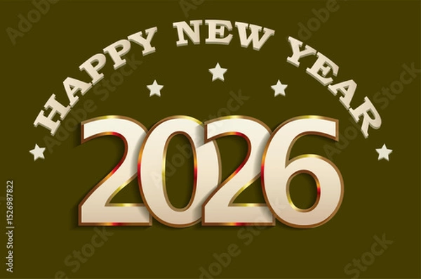 Obraz Happy New Year 2026, background for banners, greeting cards, calendars, packages, typography, covers. Vector illustration.