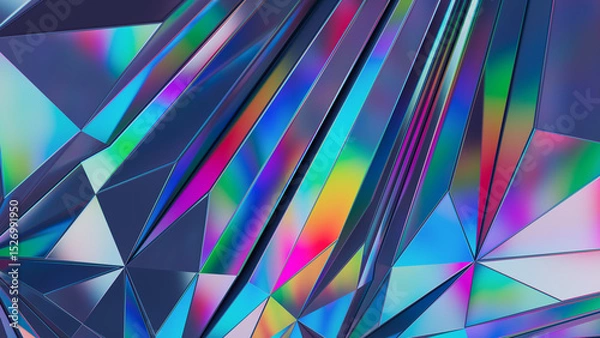 Fototapeta 3d Abstract jewel tones background. Low poly futuristic crystal background. 3d rendering illustration not AI