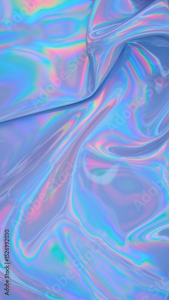 Fototapeta Abstract digital fabric. Sci-fi background. Holographic foil. 3d rendering illustration not AI