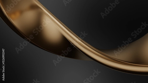 Fototapeta Abstract golden line on black background Illustration. 3d rendering illustration not AI