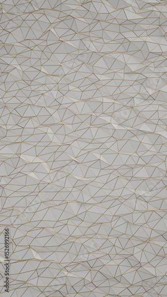 Obraz The white and gold 3D abstract vertical background is perfect for a presentation template. The abstract background features a parametric low-poly triangle design. 3d rendering illustration not AI