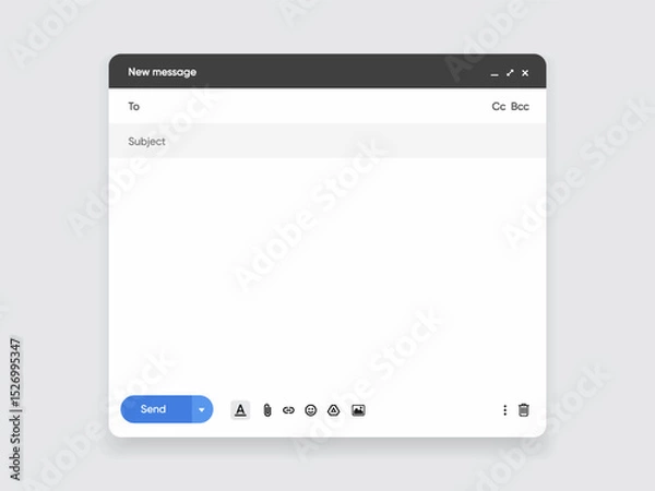 Obraz Message, mail template user interface. Blank window of email, template vector illustration. Email message window. Modern and flat style mail mockup screen. 
