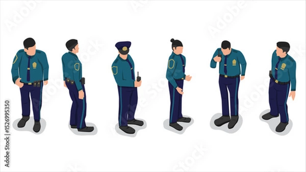 Obraz isometric view of blue and black police officer policeman