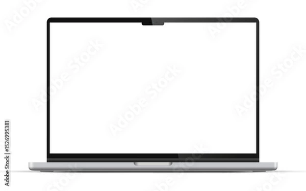 Fototapeta Modern laptop mockup front view, isolated on white background. Notebook mockup for ui ux app and website presentation Stock Vector illustration.