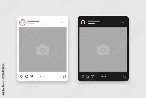 Obraz Social media carousel post template mockup. Mobile app interface with blank pictures, editable posts. Scroll frame pages, social media photography.
