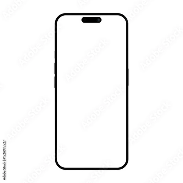 Fototapeta Realistic smartphone mockup. Mobile phone vector with isolated on white background. Device front view. 3D mobile phone with shadow. Realistic, high quality smart phone mockup for ui ux presentation.