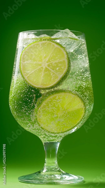 Fototapeta refreshing mojito filled with lime slices