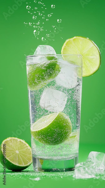 Fototapeta refreshing mojito filled with lime slices