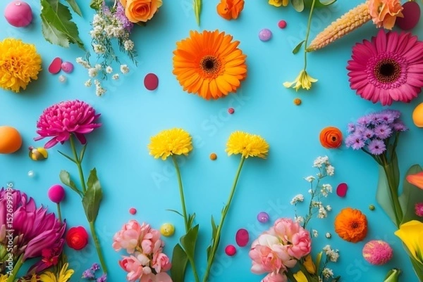 Fototapeta Festive and Colorful Mother's Day Greeting with Flowers and Typography
