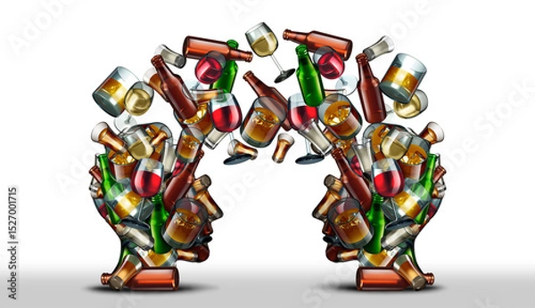 Fototapeta Impaired Communication and slurred speech as Alcohol education and awareness of the risk or dangers of drinking and alcoholic consumption in a relationship or meeting.