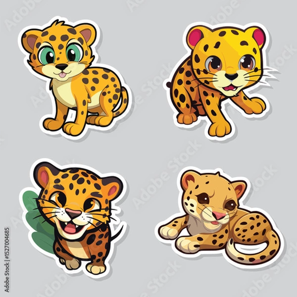 Obraz Adorable Leopard Cub Sticker Set