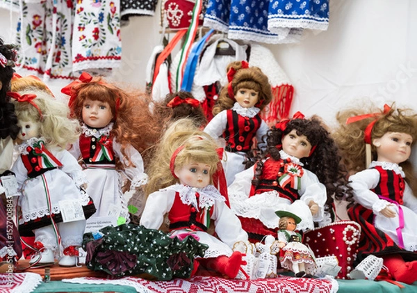 Obraz small dolls with sekler traditional red clothes