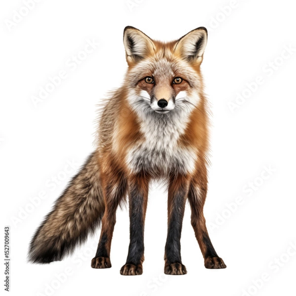 Obraz A fox is standing on a white background