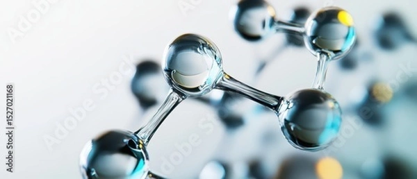 Fototapeta Molecule structure magnified with droplets