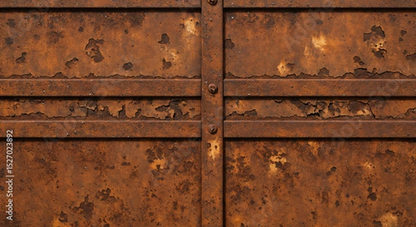 Obraz Rusty Metal Surface with Peeling Paint and Corrosion