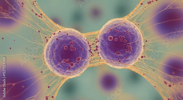 Obraz Microscopic view of cell division with detailed cellular structures