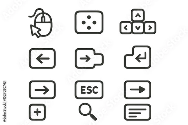 Fototapeta Computer keyboard and mouse icons on green background