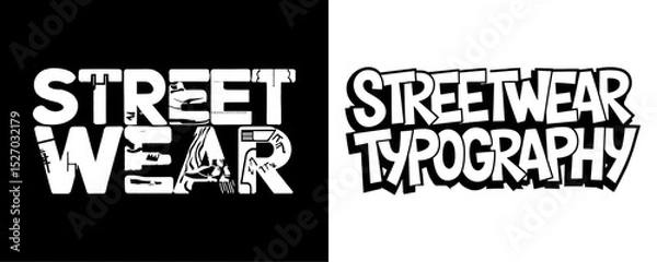 Fototapeta Urban Streetwear Typography Design Set with Grunge and Graffiti Styles for Apparel, Posters, and Edgy Fashion Graphics