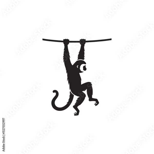 Fototapeta **"Energetic Gibbon Vector Silhouette: Agile Primate Design Featuring Long Arms, Dynamic Pose, and Playful Expression in Clean, Minimalist Style for Crafts and Digital Art"**
