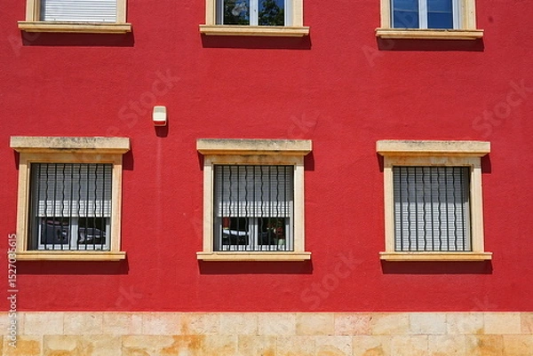 Fototapeta Red building with windows