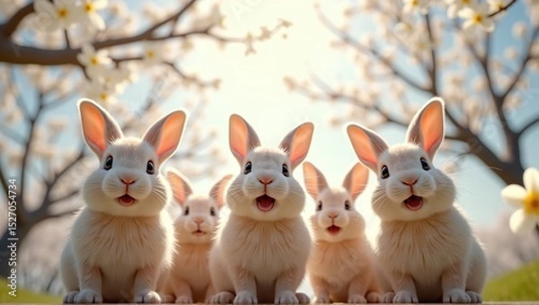 Obraz Easter bunnies looking sweetly into the camera, spreading joy