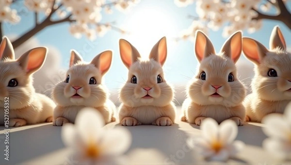 Obraz Easter bunnies looking sweetly into the camera, spreading joy