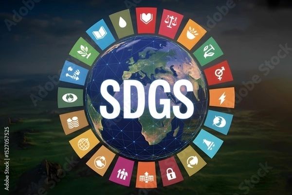 Fototapeta SDGs – Strategic Framework for Advancing the United Nations 2030 Agenda Toward a Just, Inclusive, and Sustainable Future Across All Sectors
