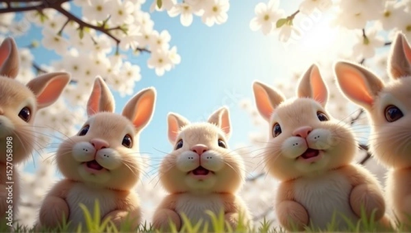 Obraz Easter bunnies looking sweetly into the camera, spreading joy