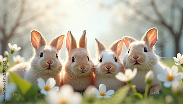 Obraz Easter bunnies looking sweetly into the camera, spreading joy