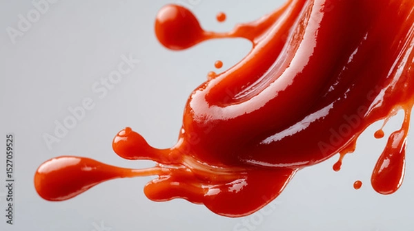 Fototapeta Splash of red ketchup on white background