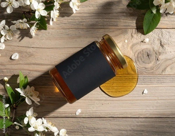 Obraz Honey Jar with Black Label for mockup 