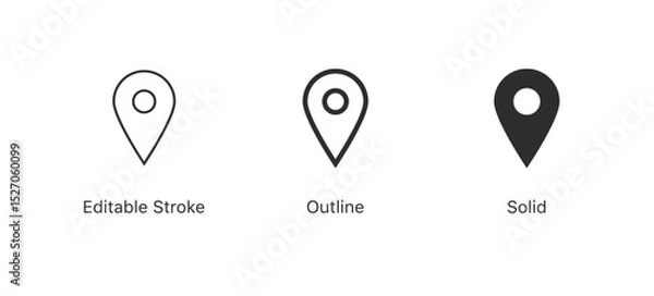 Obraz location pin icon in editable stroke, outline, and filled styles. for navigation, maps and geolocation designs in apps, websites and user interfaces