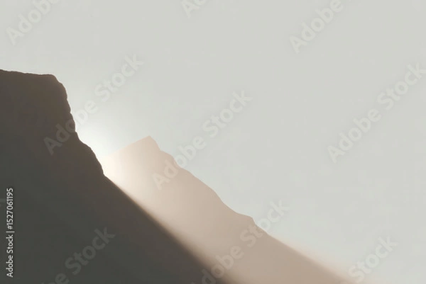 Fototapeta minimalist representation of ridge line in italy during golden hour light featuring dramatic contrasts