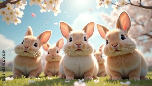 Obraz Easter bunnies looking sweetly into the camera, spreading joy