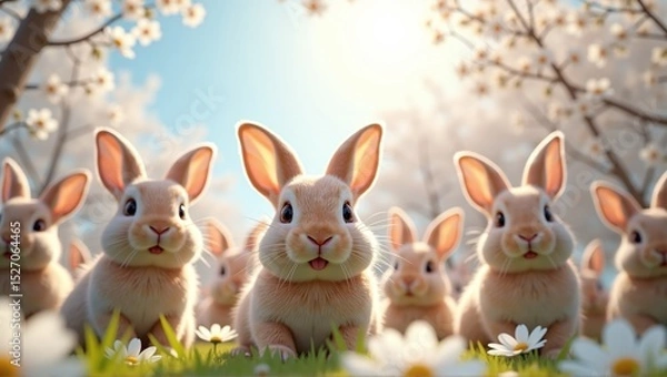 Obraz Easter bunnies looking sweetly into the camera, spreading joy