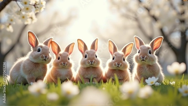 Obraz Easter bunnies looking sweetly into the camera, spreading joy