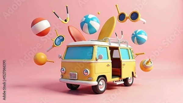 Obraz camper van packed with summer essentials